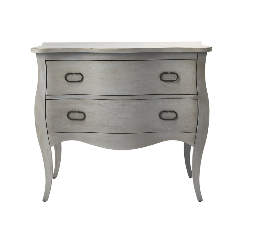 Homeroots 34" Gray Solid Wood Two Drawer Chest  Solid Wood 389783