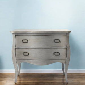 Homeroots 34" Gray Solid Wood Two Drawer Chest  Solid Wood 389783