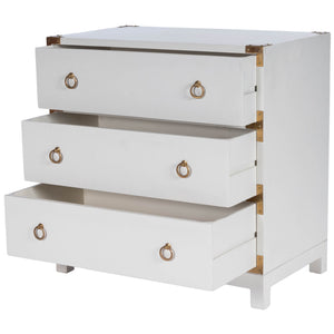 Homeroots 28" White Solid Wood Three Drawer Dresser  Solid Wood 389785