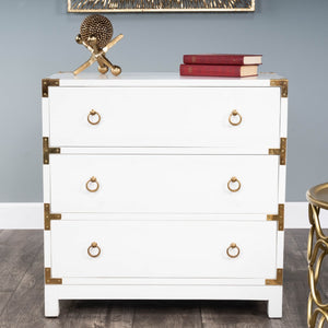 Homeroots 28" White Solid Wood Three Drawer Dresser  Solid Wood 389785