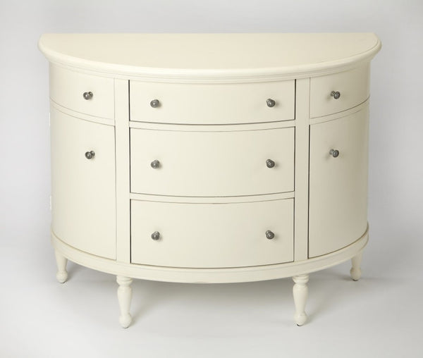 HomeRoots 41" White Solid Wood Sideboard – Elegant Five Drawer Storage with Two Doors for Any Home Decor 389788