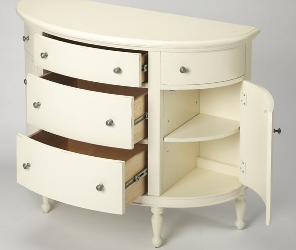 HomeRoots 41" White Solid Wood Sideboard – Elegant Five Drawer Storage with Two Doors for Any Home Decor 389788