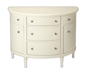 HomeRoots 41" White Solid Wood Sideboard – Elegant Five Drawer Storage with Two Doors for Any Home Decor 389788
