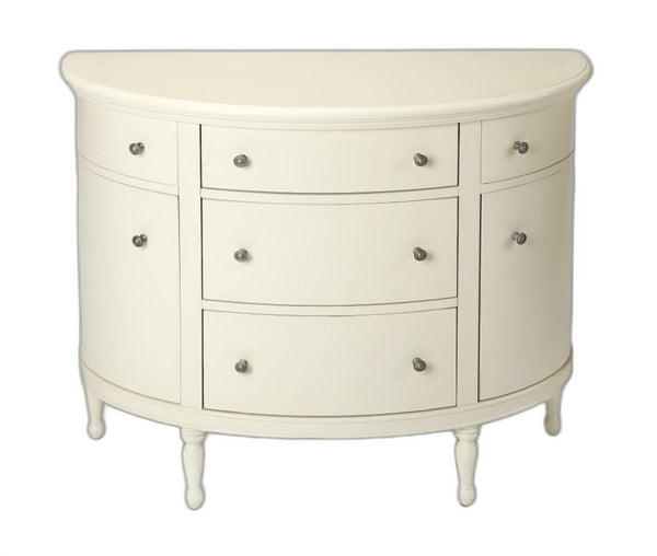 HomeRoots 41" White Solid Wood Sideboard – Elegant Five Drawer Storage with Two Doors for Any Home Decor 389788