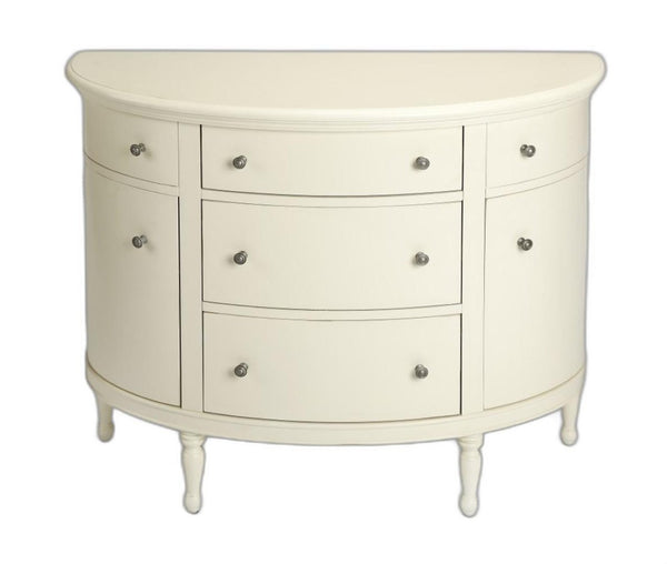 HomeRoots 41" White Solid Wood Sideboard – Elegant Five Drawer Storage with Two Doors for Any Home Decor 389788