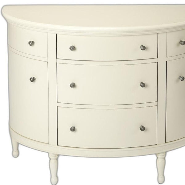HomeRoots 41" White Solid Wood Sideboard – Elegant Five Drawer Storage with Two Doors for Any Home Decor 389788