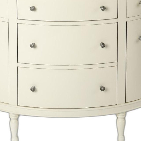 HomeRoots 41" White Solid Wood Sideboard – Elegant Five Drawer Storage with Two Doors for Any Home Decor 389788