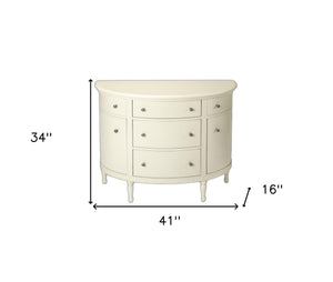 HomeRoots 41" White Solid Wood Sideboard – Elegant Five Drawer Storage with Two Doors for Any Home Decor 389788