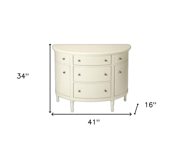 HomeRoots 41" White Solid Wood Sideboard – Elegant Five Drawer Storage with Two Doors for Any Home Decor 389788