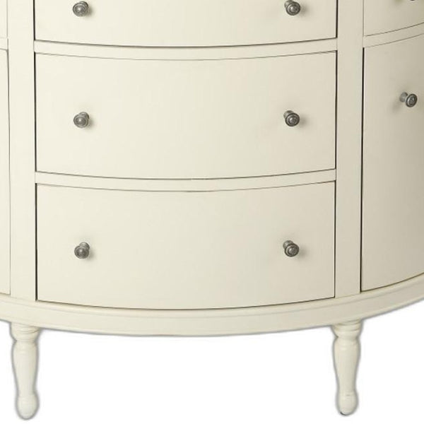 HomeRoots 41" White Solid Wood Sideboard – Elegant Five Drawer Storage with Two Doors for Any Home Decor 389788