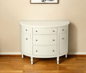 HomeRoots 41" White Solid Wood Sideboard – Elegant Five Drawer Storage with Two Doors for Any Home Decor 389788