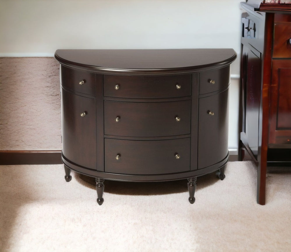 HomeRoots 41" Dark Brown Solid Wood Sideboard - Elegant Five Drawer Storage for Home Décor & Organization 389789