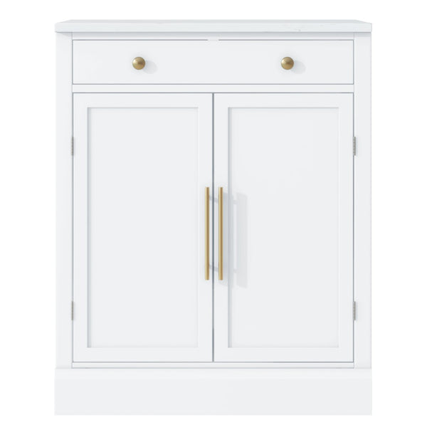 English Elm Topmax Freestanding Modern Kitchen Pantry Cabinet With Adjustable Shelves & Drawer N717P221574K-GIGA