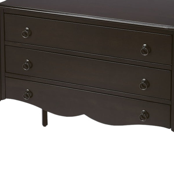 Homeroots Wilshire Chocolate 3 Drawer Chest  Solid Wood 389802