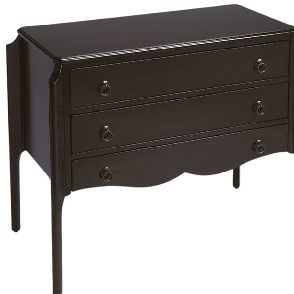 Homeroots Wilshire Chocolate 3 Drawer Chest  Solid Wood 389802