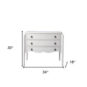 Homeroots 34" White Solid And Manufactured Wood Three Drawer Standard Chest  Solid And Manufactured Wood 389803