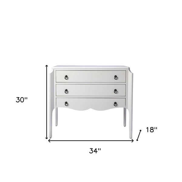 Homeroots 34" White Solid And Manufactured Wood Three Drawer Standard Chest  Solid And Manufactured Wood 389803