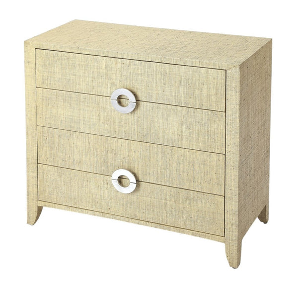 HomeRoots 34" Modern Manufactured Wood Four Drawer Chest – Stylish Storage Solution for Compact Spaces Beige 389804
