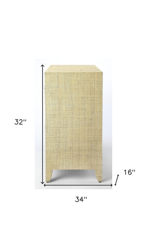 Homeroots 34" Beige Manufactured Wood Four Drawer Chest  Manufactured Wood 389804