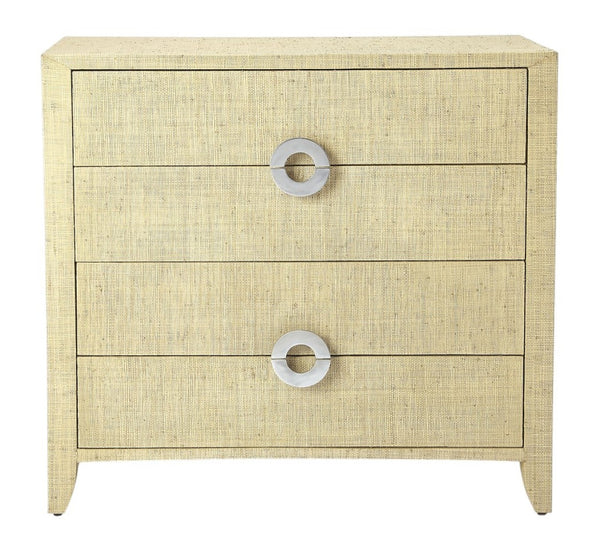 HomeRoots 34" Modern Manufactured Wood Four Drawer Chest – Stylish Storage Solution for Compact Spaces Beige 389804