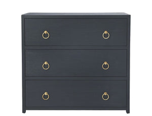 Homeroots 34" Navy Blue Three Drawer Standard Chest  Manufactured Wood 389815
