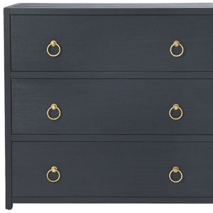 Homeroots 34" Navy Blue Three Drawer Standard Chest  Manufactured Wood 389815