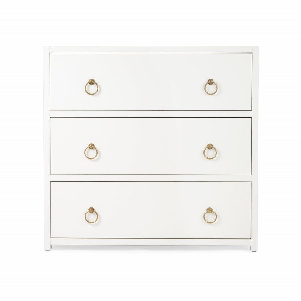 Homeroots 34" White Manufactured Wood Three Drawer Dresser  Manufactured Wood 389816