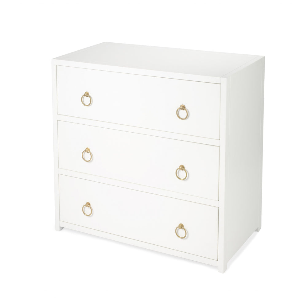 Homeroots 34" White Manufactured Wood Three Drawer Dresser  Manufactured Wood 389816