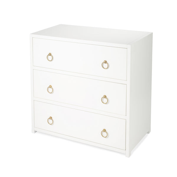 Homeroots 34" White Manufactured Wood Three Drawer Dresser  Manufactured Wood 389816
