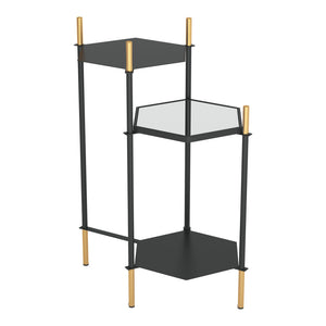 Homeroots 27" Gold And Black Glass End Table With Two Shelves   389837