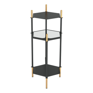 Homeroots 27" Gold And Black Glass End Table With Two Shelves   389837