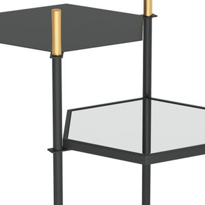 Homeroots 27" Gold And Black Glass End Table With Two Shelves   389837
