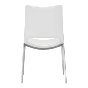 Homeroots Set Of Two White And Silver Upholstered Faux Leather Dining Side Chairs  Metal 389840