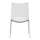 Homeroots Set Of Two White And Silver Upholstered Faux Leather Dining Side Chairs  Metal 389840