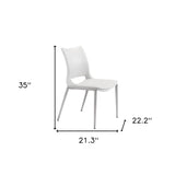 Homeroots Set Of Two White And Silver Upholstered Faux Leather Dining Side Chairs  Metal 389840