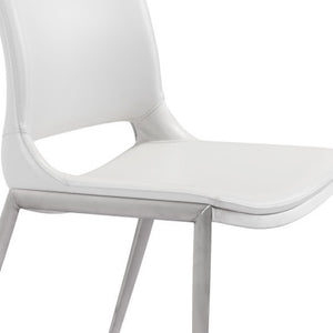 HomeRoots Set of Two Contemporary White and Silver Faux Leather Dining Chairs for Stylish Comfort & Versatility 389840
