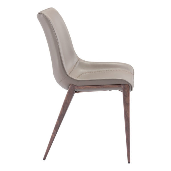 Set of Two Solid Walnut Wood Dining Chairs with Classic Panel Back Design
