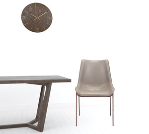 Homeroots Set Of Two Walnut Solid Back Dining Chairs  Metal 389842