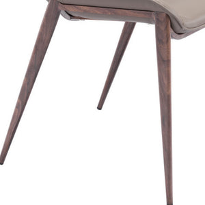 Homeroots Set Of Two Walnut Solid Back Dining Chairs  Metal 389842