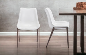 Homeroots Stich White Faux Leather Side Or Dining Chairs Set Of 2 Chairs  Metal 389843