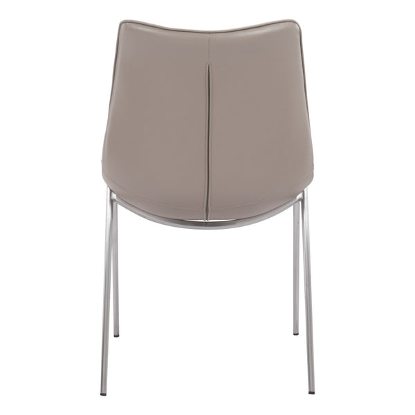 Homeroots Set Of Two Gray And Silver Upholstered Faux Leather Dining Side Chairs  Metal 389844