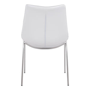 Homeroots Set Of Two White And Silver Upholstered Faux Leather Open Back Dining Side Chairs  Metal 389845