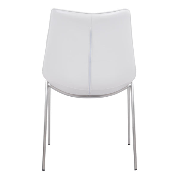 Homeroots Set Of Two White And Silver Upholstered Faux Leather Open Back Dining Side Chairs  Metal 389845