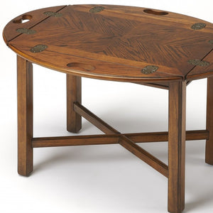 HomeRoots 30" Brown Wood Oval Coffee Table - Elegant Design with Convertible Functionality for Modern Living Spaces 389888
