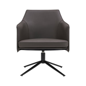 EuroStyle Signa Swivel Lounge Chair Leatherette Seat Regenerated Leather Back Steel Base 38988DKGRY
