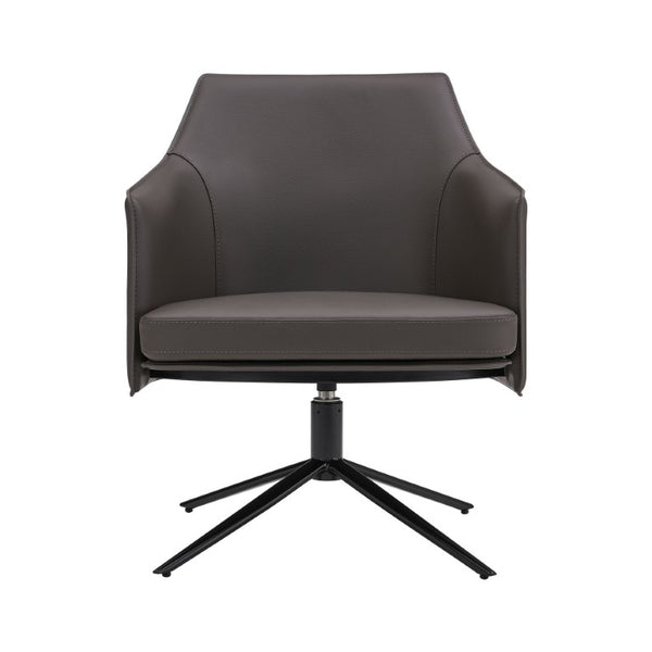 EuroStyle Signa Swivel Lounge Chair Leatherette Seat Regenerated Leather Back Steel Base 38988DKGRY