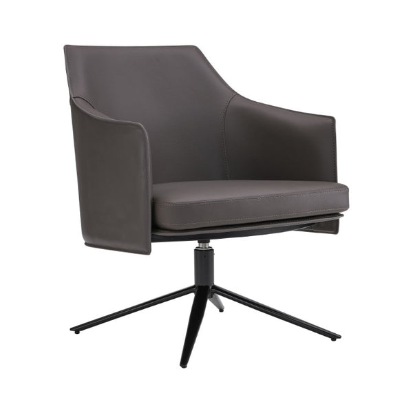 EuroStyle Signa Swivel Lounge Chair Leatherette Seat Regenerated Leather Back Steel Base 38988DKGRY