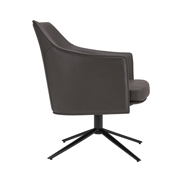 EuroStyle Signa Swivel Lounge Chair Leatherette Seat Regenerated Leather Back Steel Base 38988DKGRY