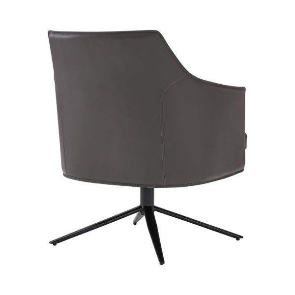 EuroStyle Signa Swivel Lounge Chair Leatherette Seat Regenerated Leather Back Steel Base 38988DKGRY