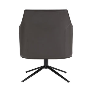 EuroStyle Signa Swivel Lounge Chair Leatherette Seat Regenerated Leather Back Steel Base 38988DKGRY
